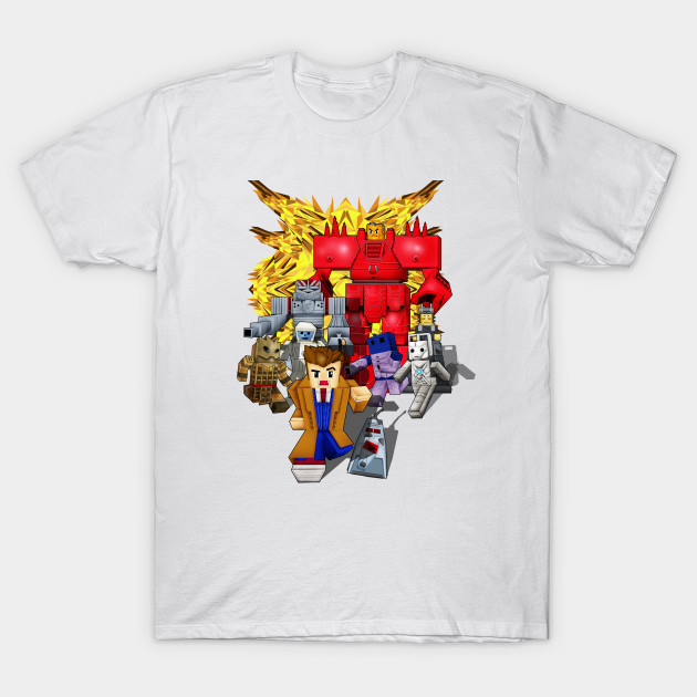 8 bit world 10th Doctor vs enemies T-Shirt-TOZ